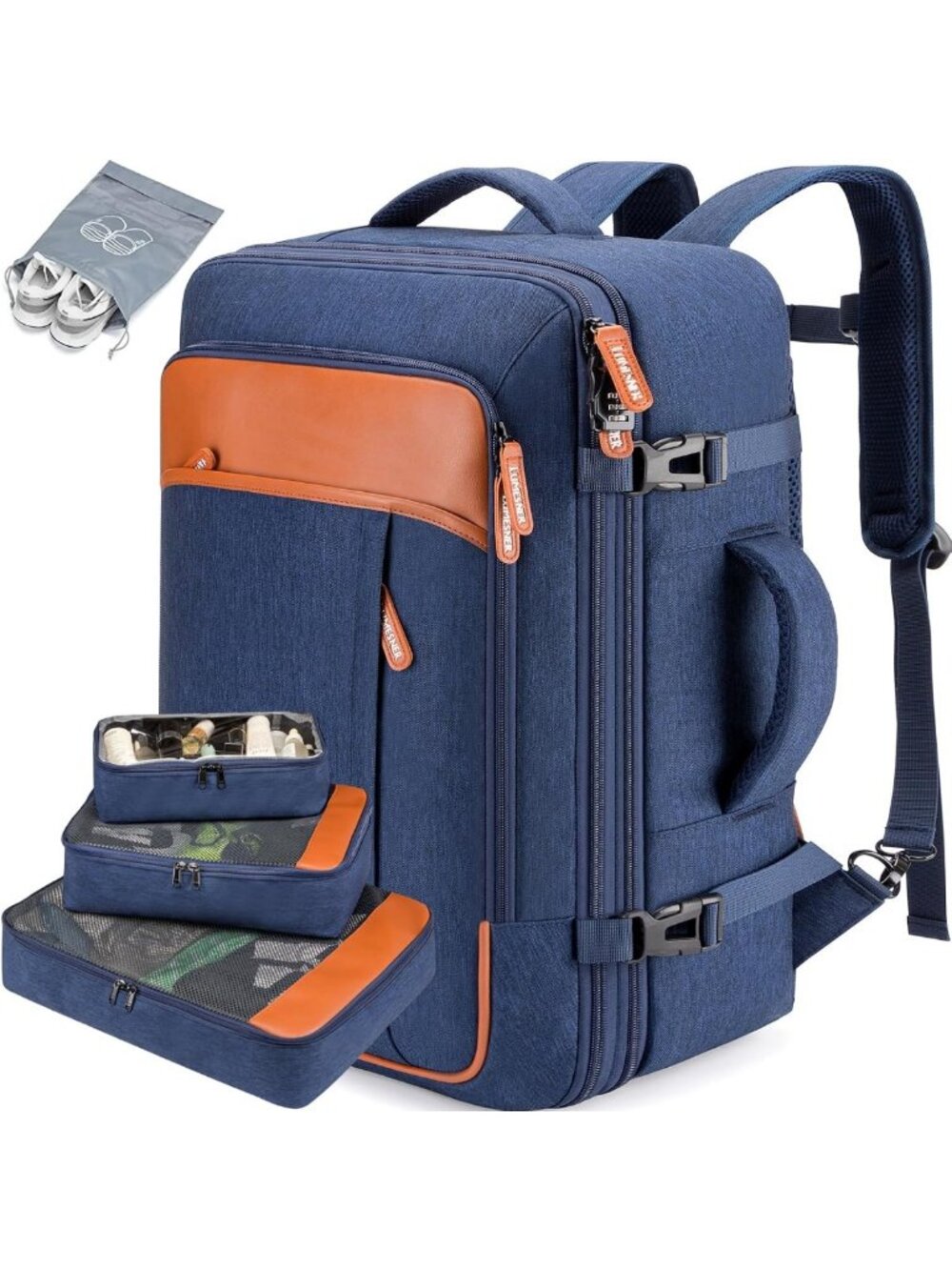 Expandable 40L Travel Backpack with 4 Packing Cubes - Perfect for Adventure